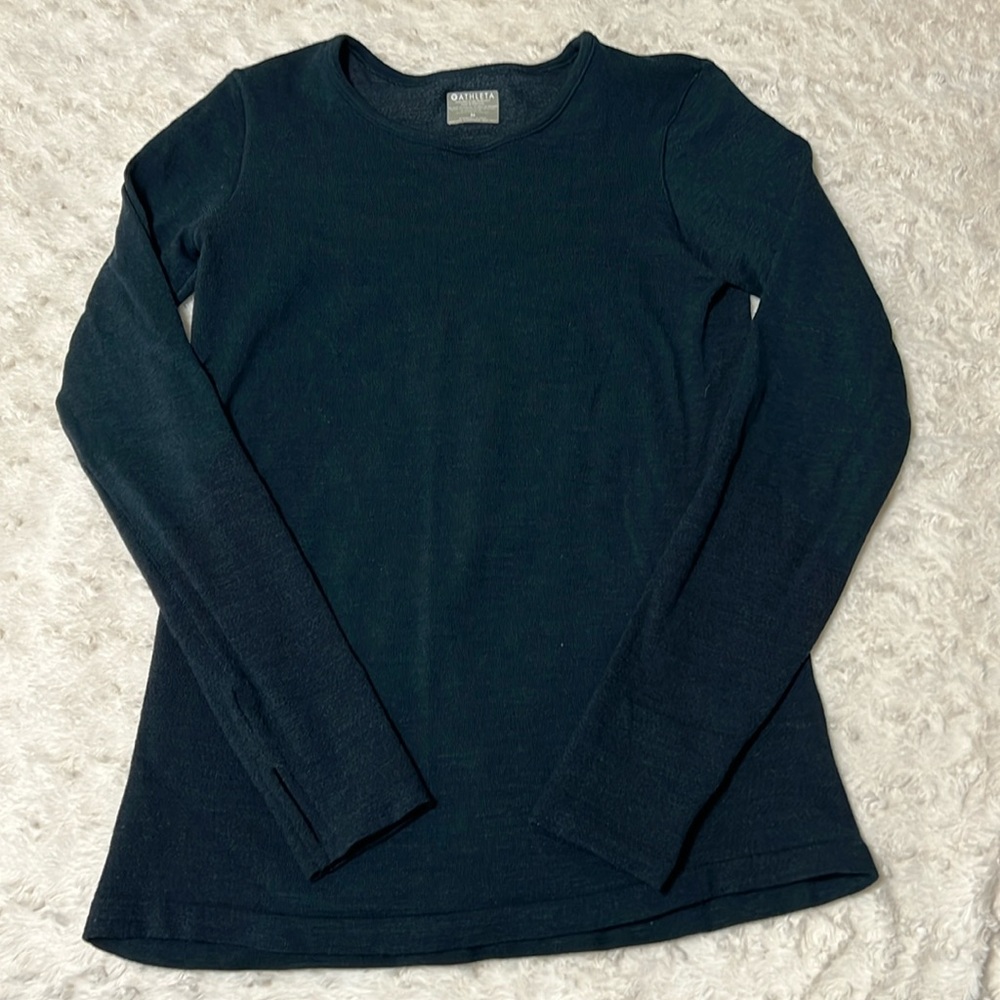 Women’s Athlete long sleeve top (heathered navy blue / dark green) size medium